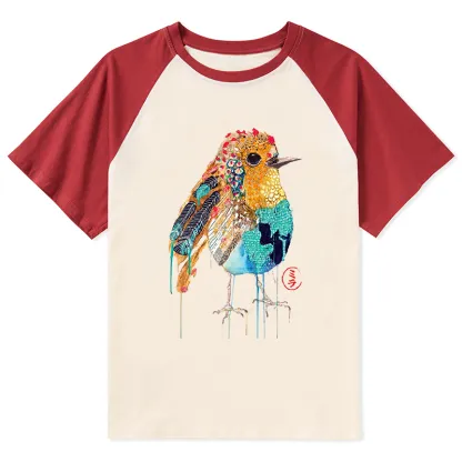 Tokyo-Tiger Sparkly Wild Bird Raglan T-shirt