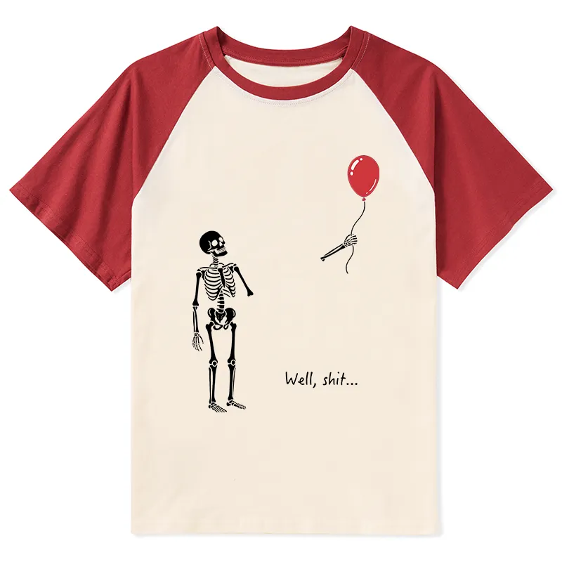 Tokyo-Tiger Skeleton Balloon Meme Raglan T-shirt