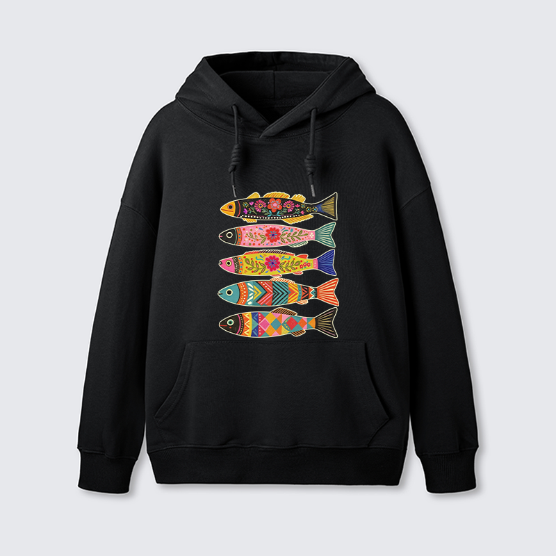 Tokyo-Tiger Colorful Patterned Fish Classic Hoodie