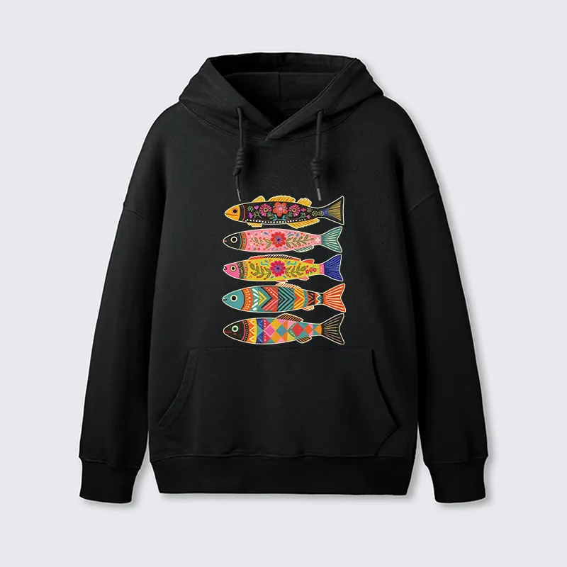Tokyo-Tiger Colorful Patterned Fish Classic Hoodie