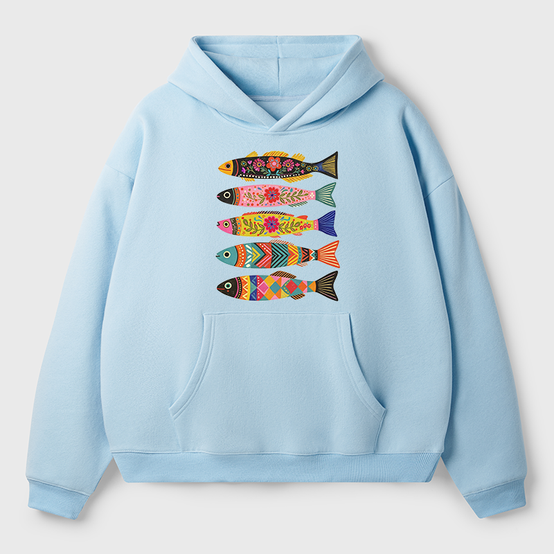 Tokyo-Tiger Colorful Patterned Fish Adult Fleece Hoodie