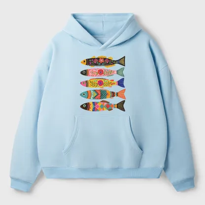 Tokyo-Tiger Colorful Patterned Fish Adult Fleece Hoodie