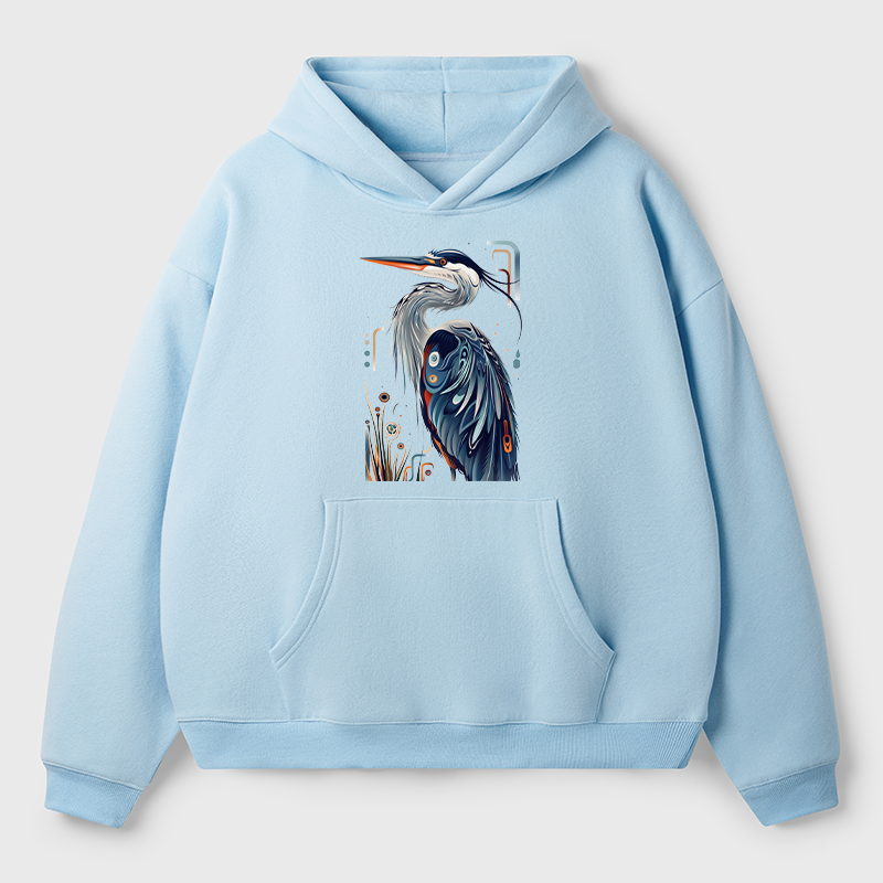 Tokyo-Tiger Stylish Blue Heron Adult Fleece Hoodie