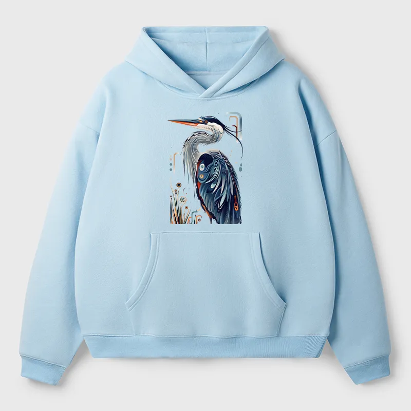 Tokyo-Tiger Stylish Blue Heron Adult Fleece Hoodie