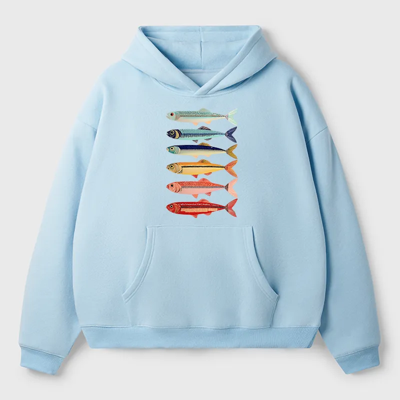 Tokyo-Tiger Colorful Fish Stack Adult Fleece Hoodie