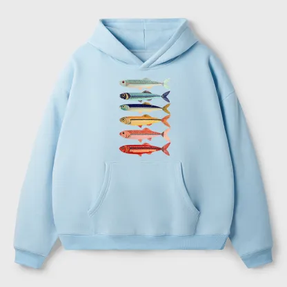 Tokyo-Tiger Colorful Fish Stack Adult Fleece Hoodie
