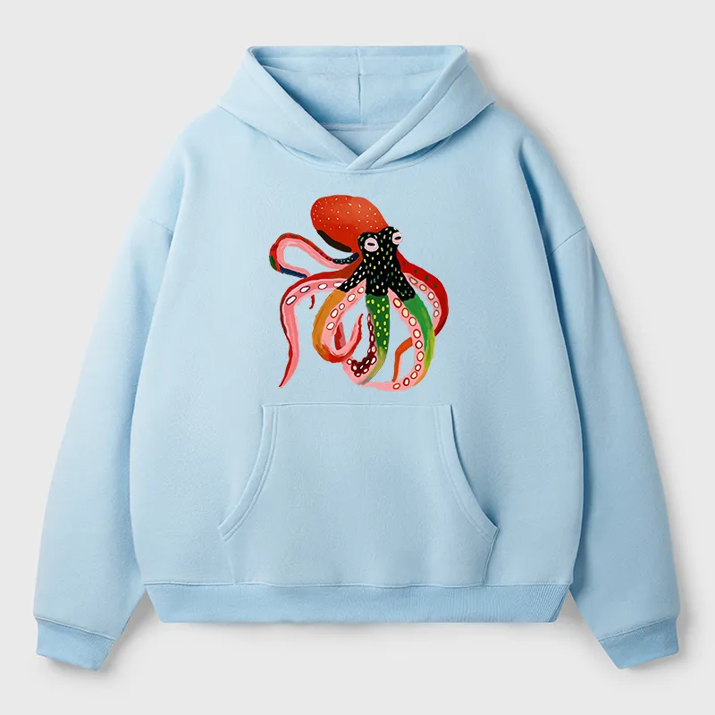 Tokyo-Tiger Colorful Octopus Art Adult Fleece Hoodie