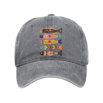 Tokyo-Tiger Colorful Patterned Fish Washed Cap