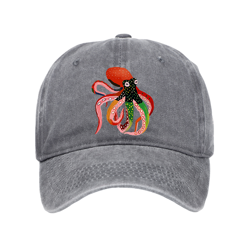 Tokyo-Tiger Colorful Octopus Art Washed Cap