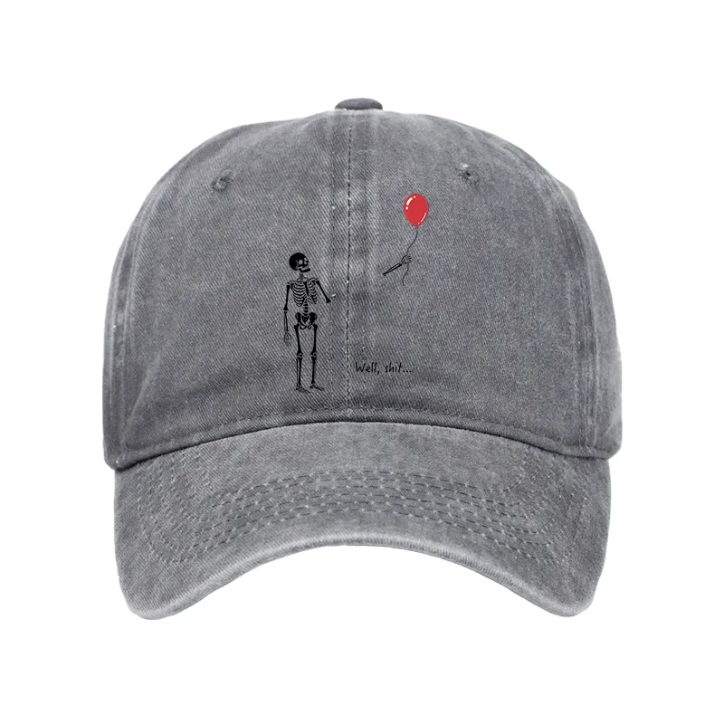 Tokyo-Tiger Skeleton Balloon Meme Washed Cap