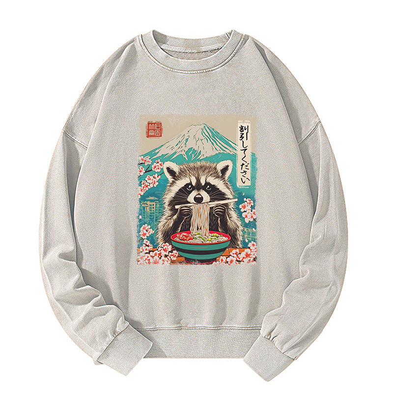 Tokyo-Tiger Please Give Raccoon A Discount Washed Sweatshirt