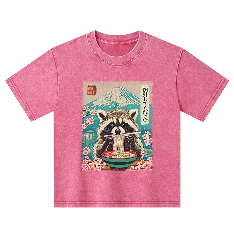 Tokyo-Tiger Please Give Raccoon A Discount Kids Washed T-Shirt