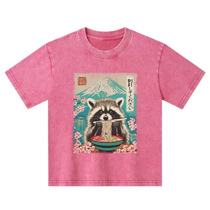 Tokyo-Tiger Please Give Raccoon A Discount Kids Washed T-Shirt