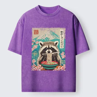 Tokyo-Tiger Please Give Raccoon A Discount Washed T-Shirt
