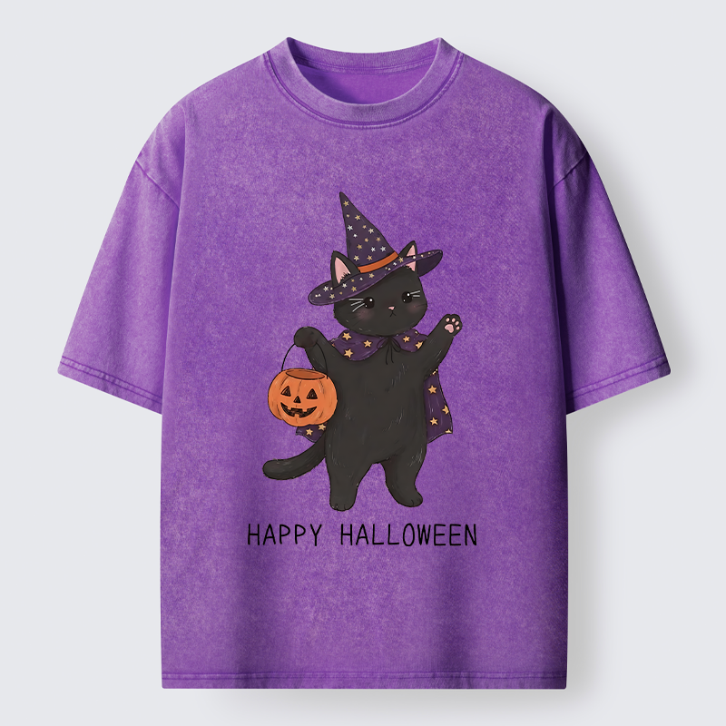 Tokyo‑Tiger Magic Cat Halloween Art Washed T‑Shirt