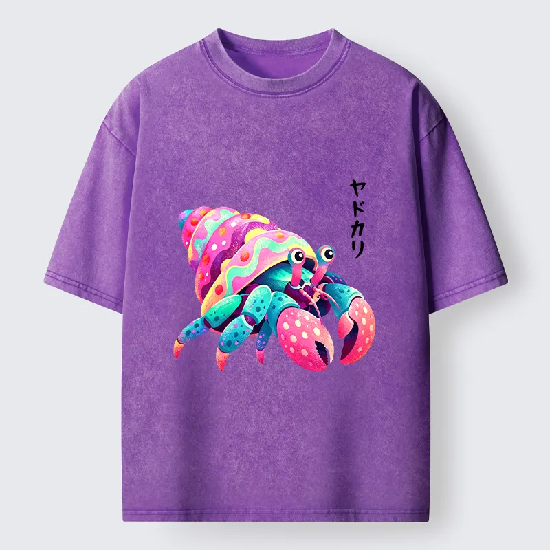 Tokyo‑Tiger Colorful Hermit Crab Washed T‑Shirt