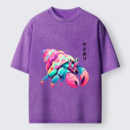 Tokyo‑Tiger Colorful Hermit Crab Washed T‑Shirt