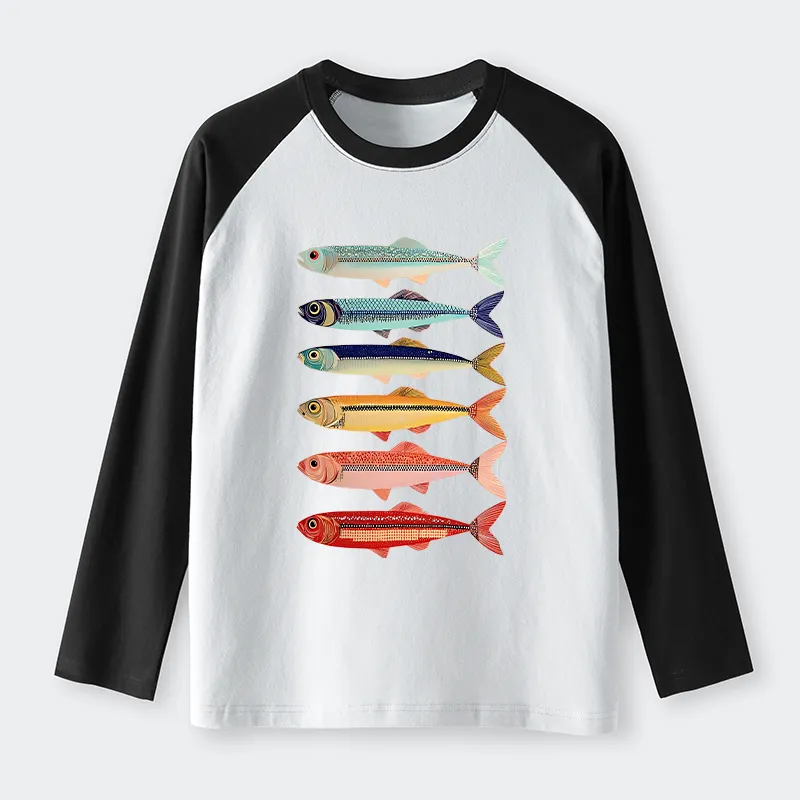 Tokyo-Tiger Colorful Fish Stack Long Sleeve T-shirt