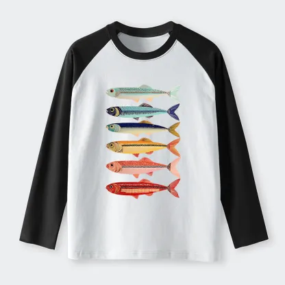 Tokyo-Tiger Colorful Fish Stack Long Sleeve T-shirt