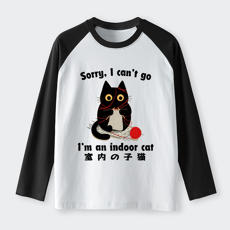 Tokyo-Tiger Indoor Cat Meme Raglan Long Sleeve T-shirt