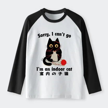 Tokyo-Tiger Indoor Cat Meme Raglan Long Sleeve T-shirt