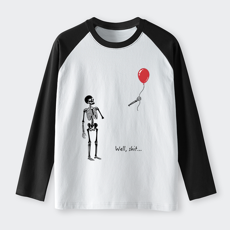 Tokyo-Tiger Skeleton Balloon Meme Raglan Long Sleeve T-shirt