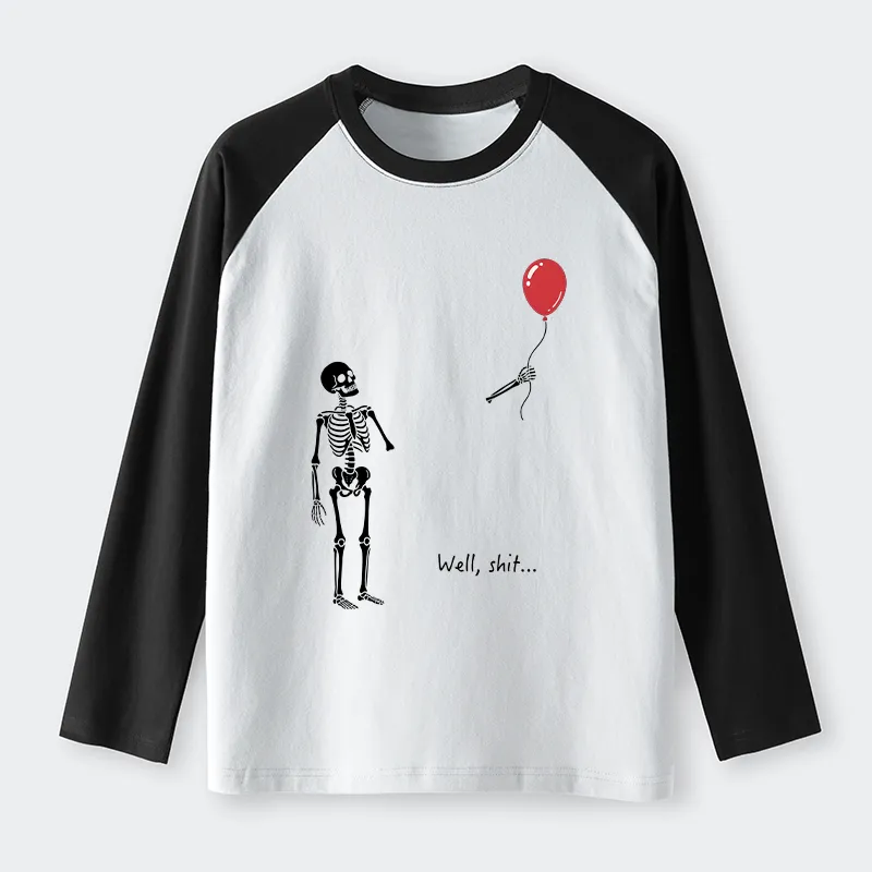 Tokyo-Tiger Skeleton Balloon Meme Raglan Long Sleeve T-shirt