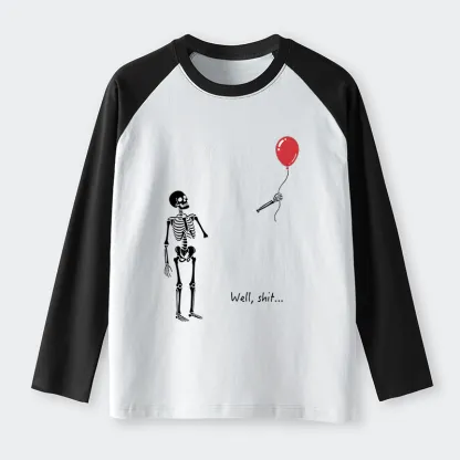 Tokyo-Tiger Skeleton Balloon Meme Raglan Long Sleeve T-shirt