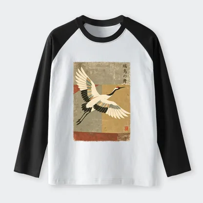 Tokyo-Tiger Crane Spirit Raglan Long Sleeve T-shirt