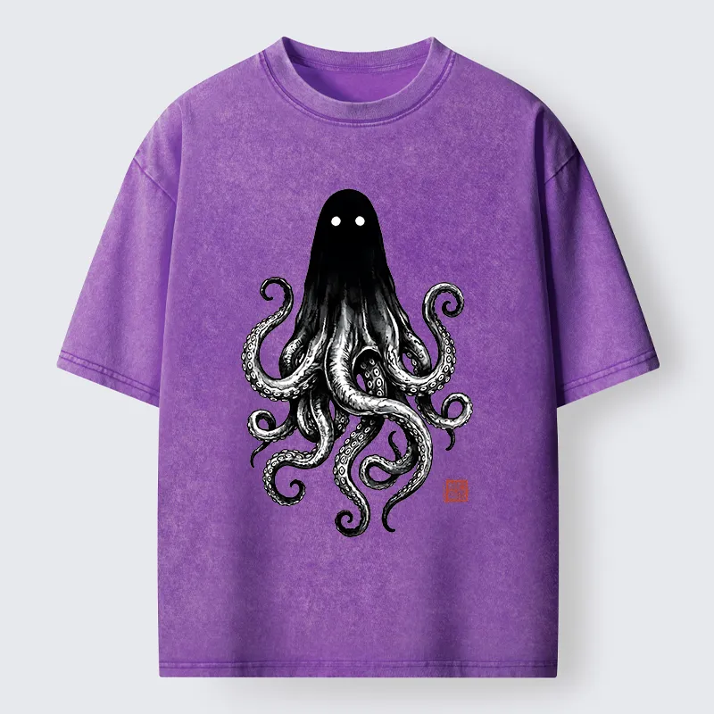Tokyo‑Tiger Spooky Ghost Octopus Washed T‑Shirt