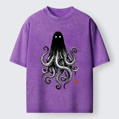 Tokyo‑Tiger Spooky Ghost Octopus Washed T‑Shirt