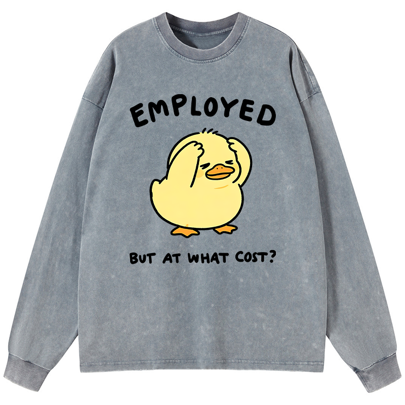 Tokyo-Tiger Funny Work Duck Washed Long Sleeve T-Shirt