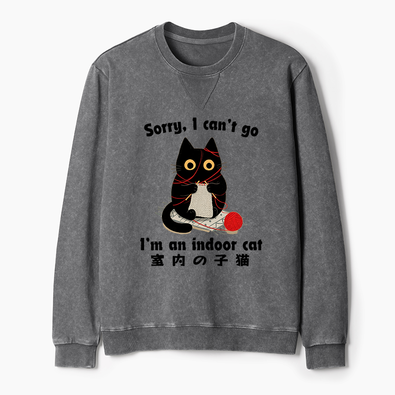 Tokyo-Tiger Indoor Cat Meme Washed Terry Sweatshirt