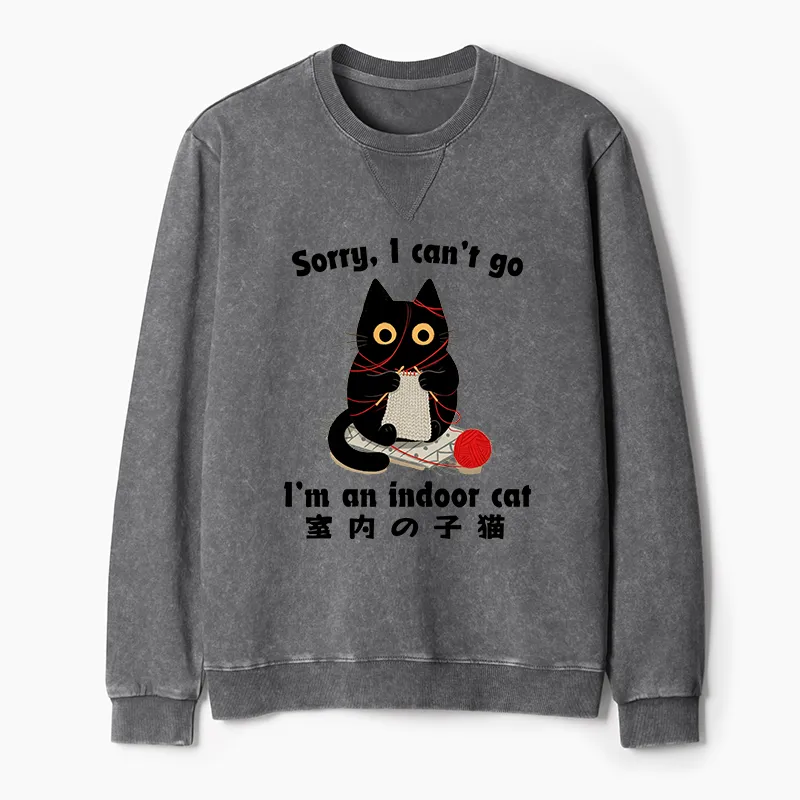 Tokyo-Tiger Indoor Cat Meme Washed Terry Sweatshirt