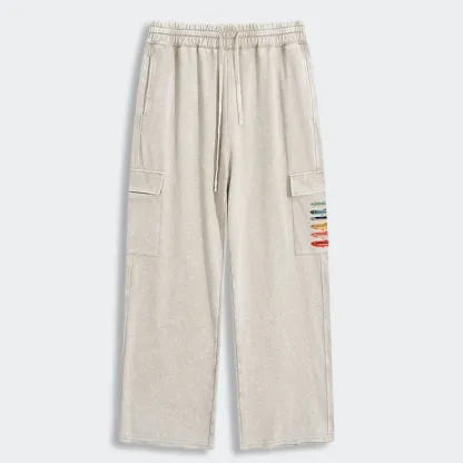 Tokyo-Tiger Colorful Fish Stack Washed Utility Sweatpants