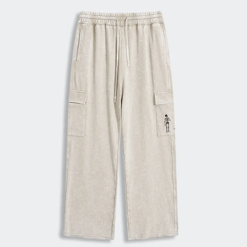Tokyo-Tiger Skeleton Balloon Meme Washed Utility Sweatpants