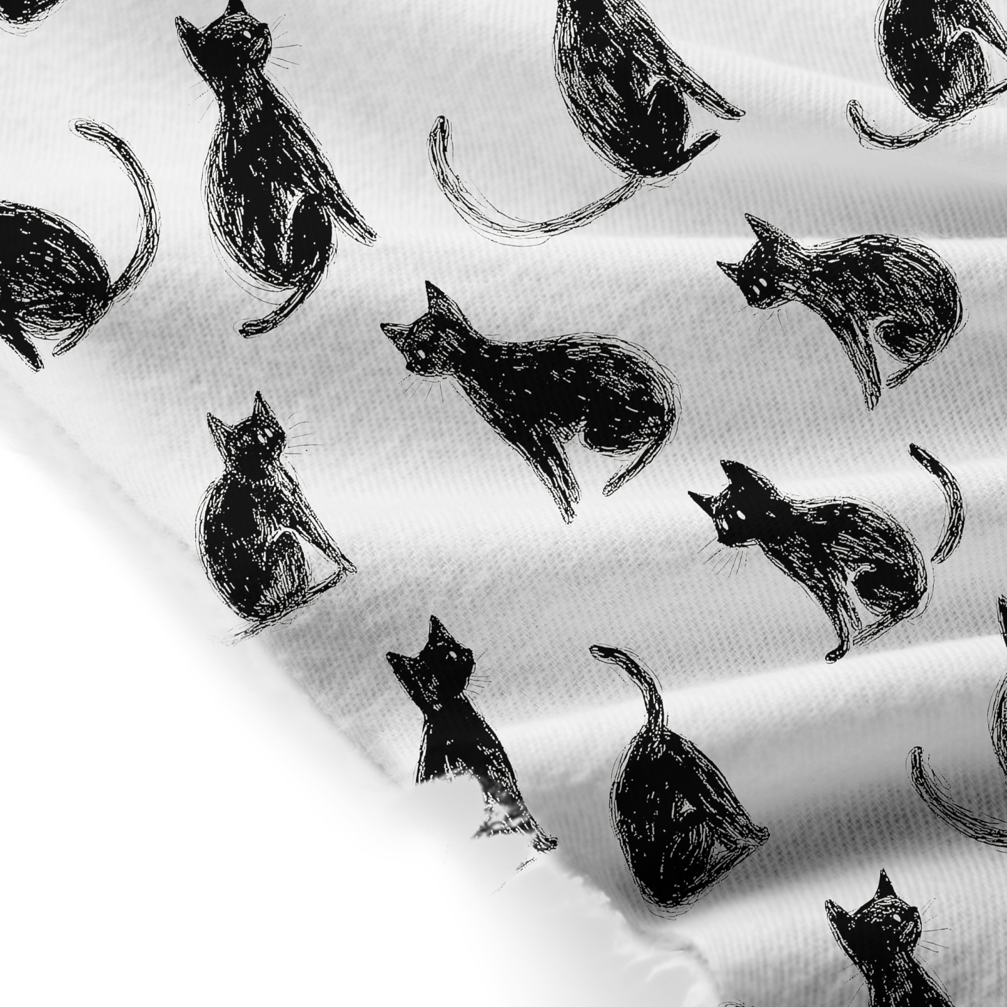 Tokyo-Tiger Black Cat White Fringed Scarf