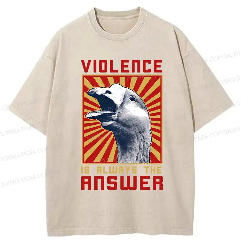 Tokyo-Tiger Violence Is Always The Answer Washed T-Shirt