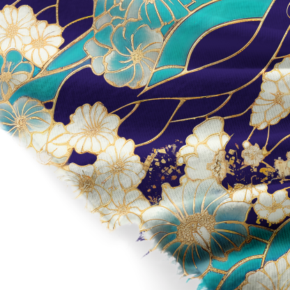 Tokyo-Tiger Gold Stroke Flowers Fringed Scarf