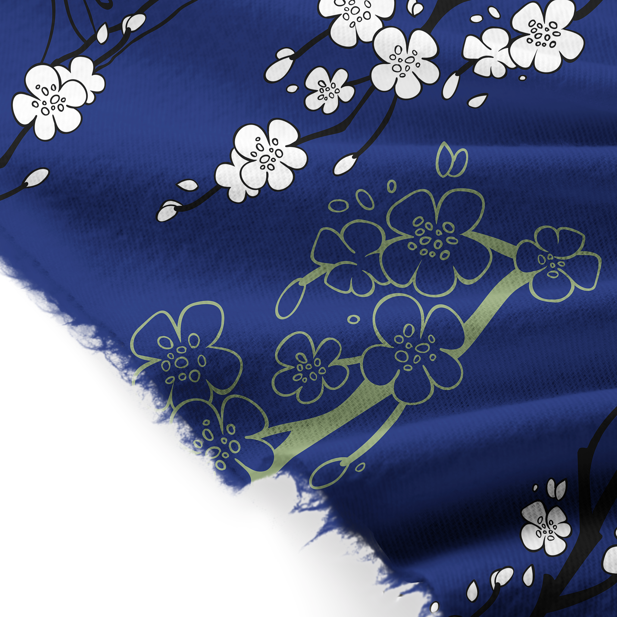 Tokyo-Tiger Mt. Fuji Blossoms Fringed Scarf