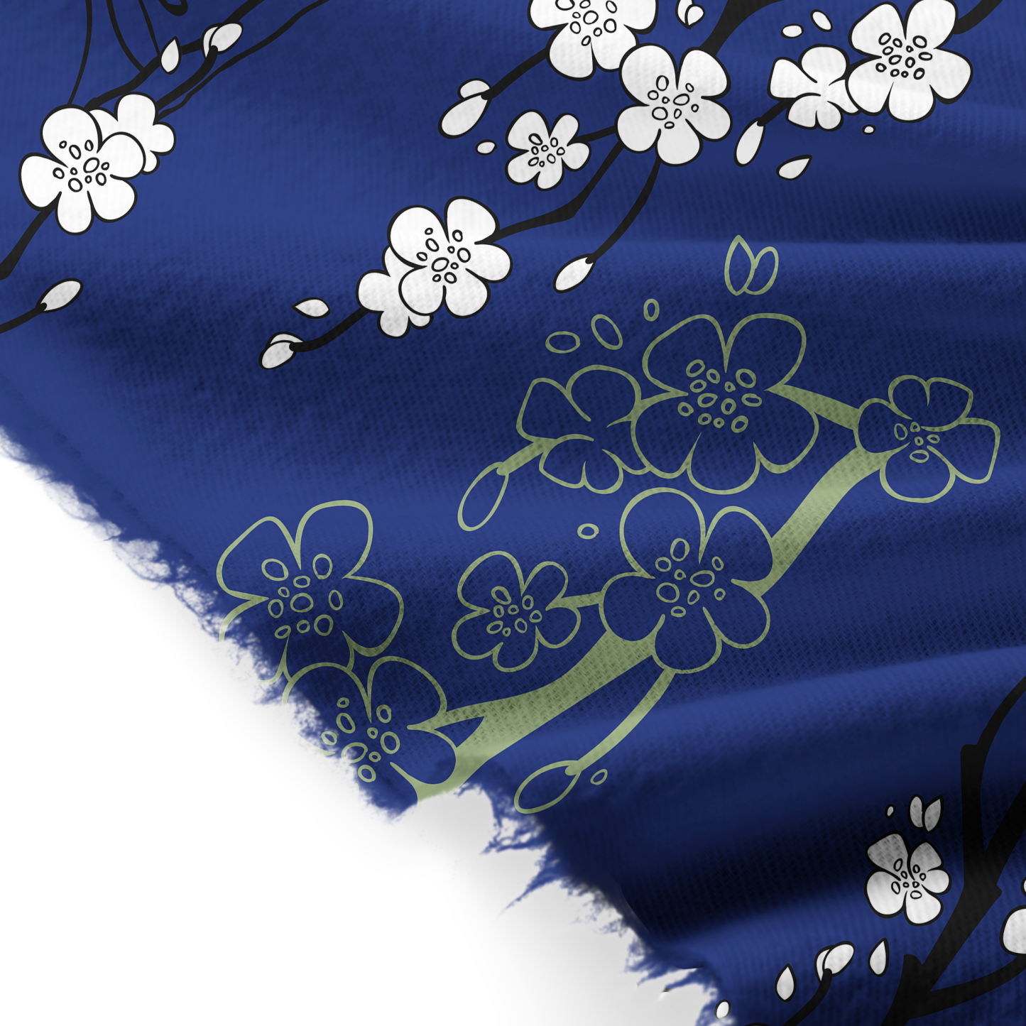 Tokyo-Tiger Mt. Fuji Blossoms Fringed Scarf