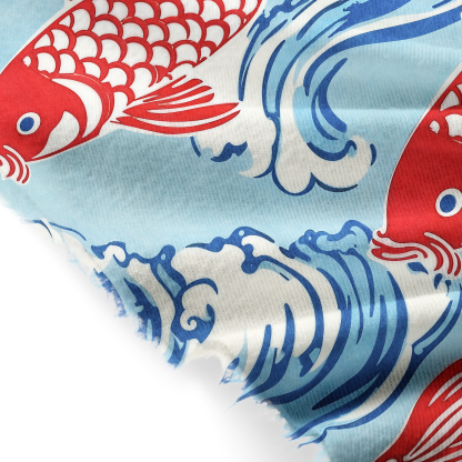 Tokyo-Tiger Koi Carp Frenzy Fringed Scarf
