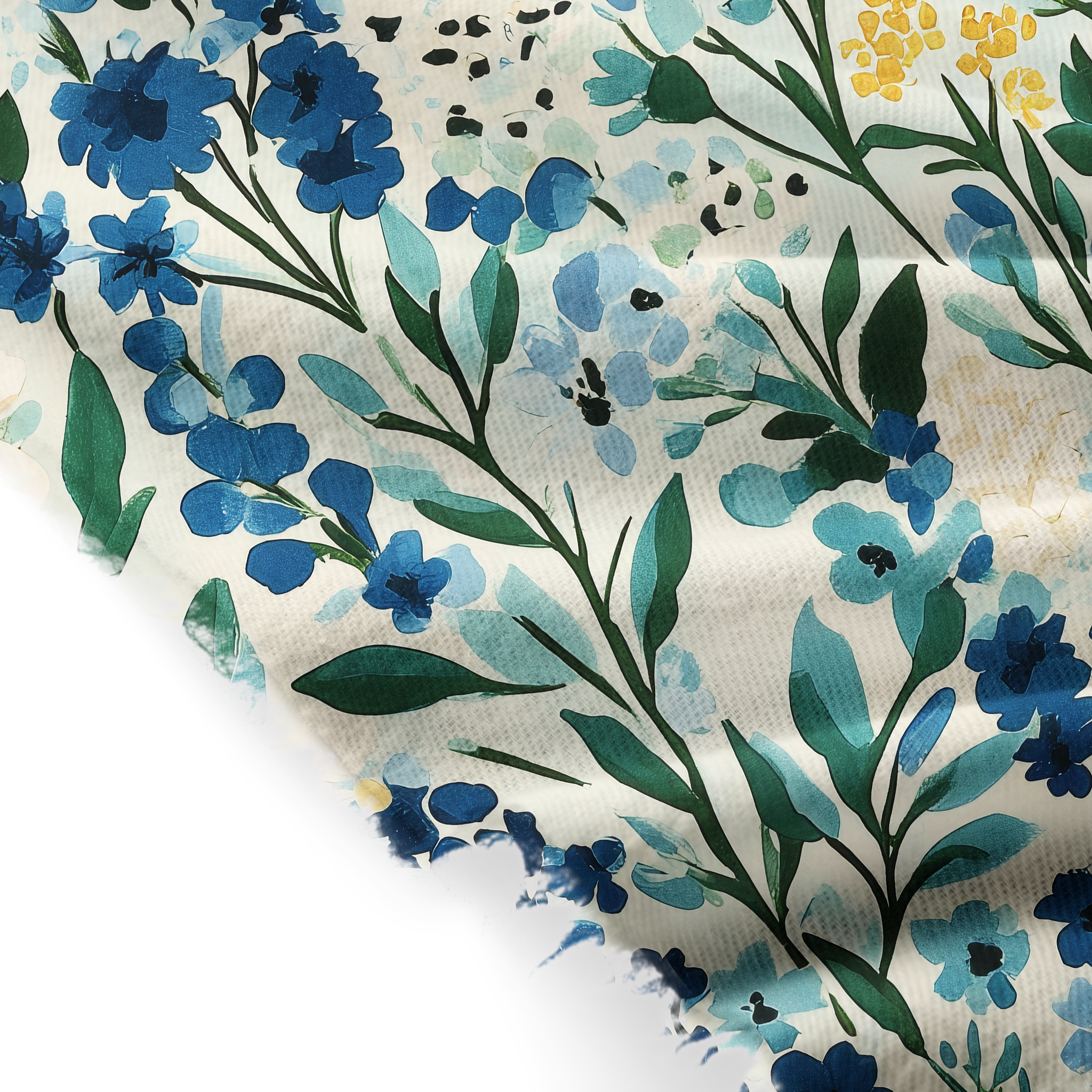 Tokyo-Tiger Serenely Blue Flora Fringed Scarf