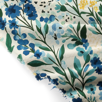 Tokyo-Tiger Serenely Blue Flora Fringed Scarf
