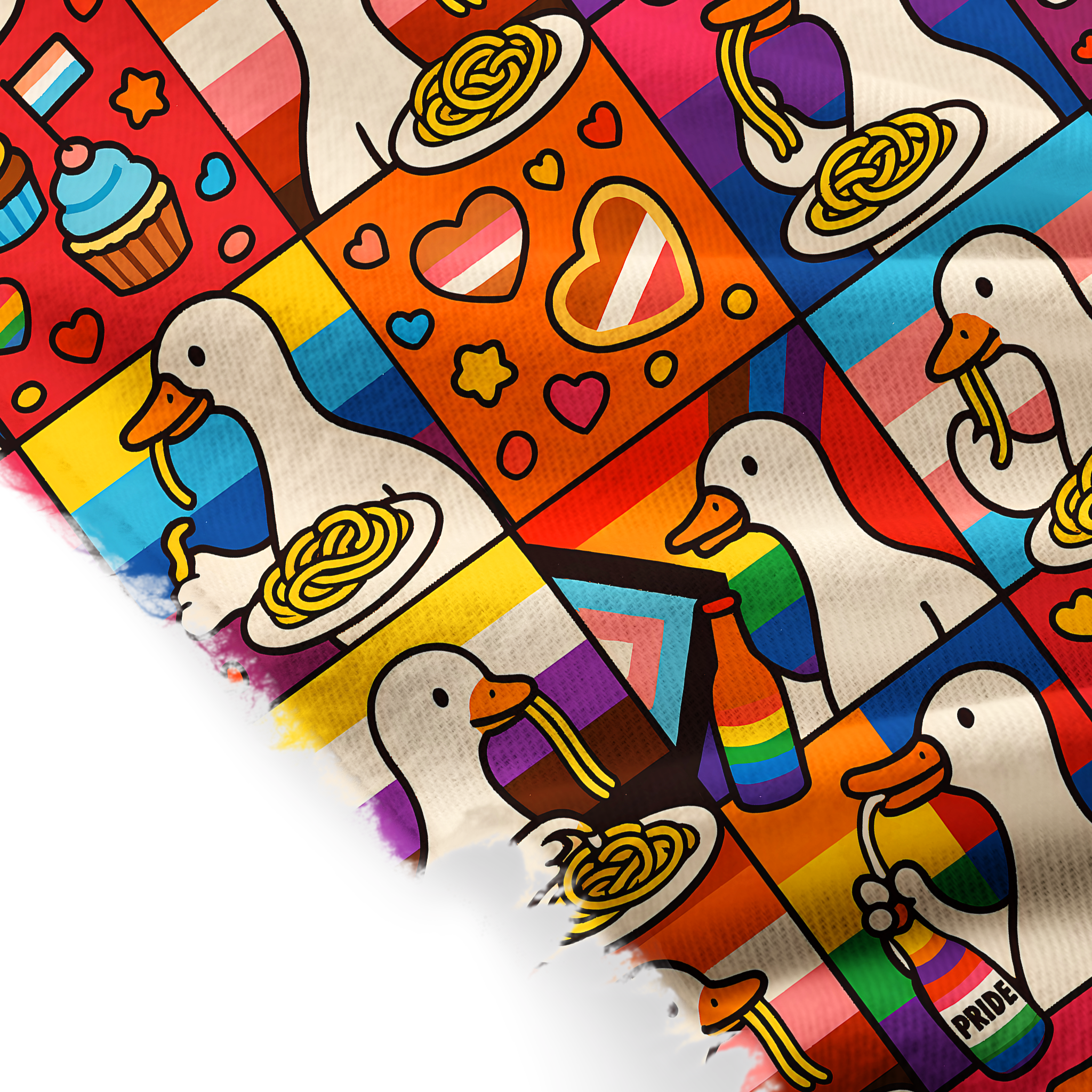 Tokyo-Tiger More Spaghetti Less Upsetti Goose Eat Spaghetti Fringed Scarf
