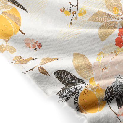 Tokyo-Tiger Vibrant Flowers And Fruits Fringed Scarf