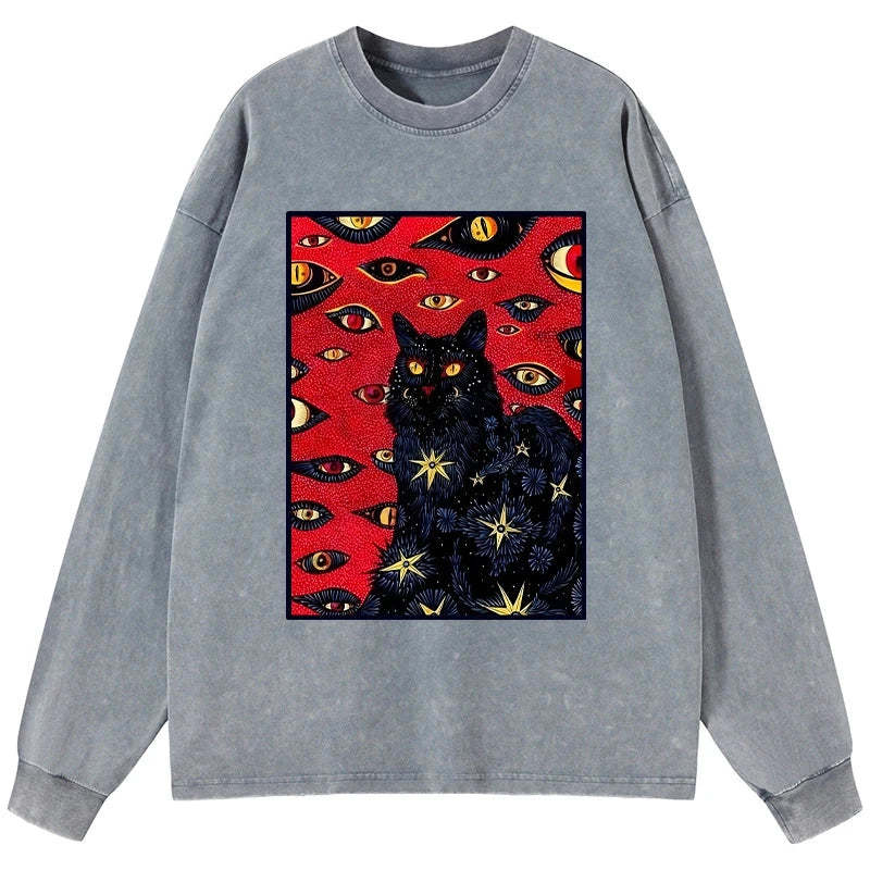 Tokyo-Tiger Mysterious Cat Washed Long Sleeve T-Shirt