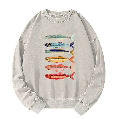 Tokyo-Tiger Colorful Fish Stack Washed Sweatshirt