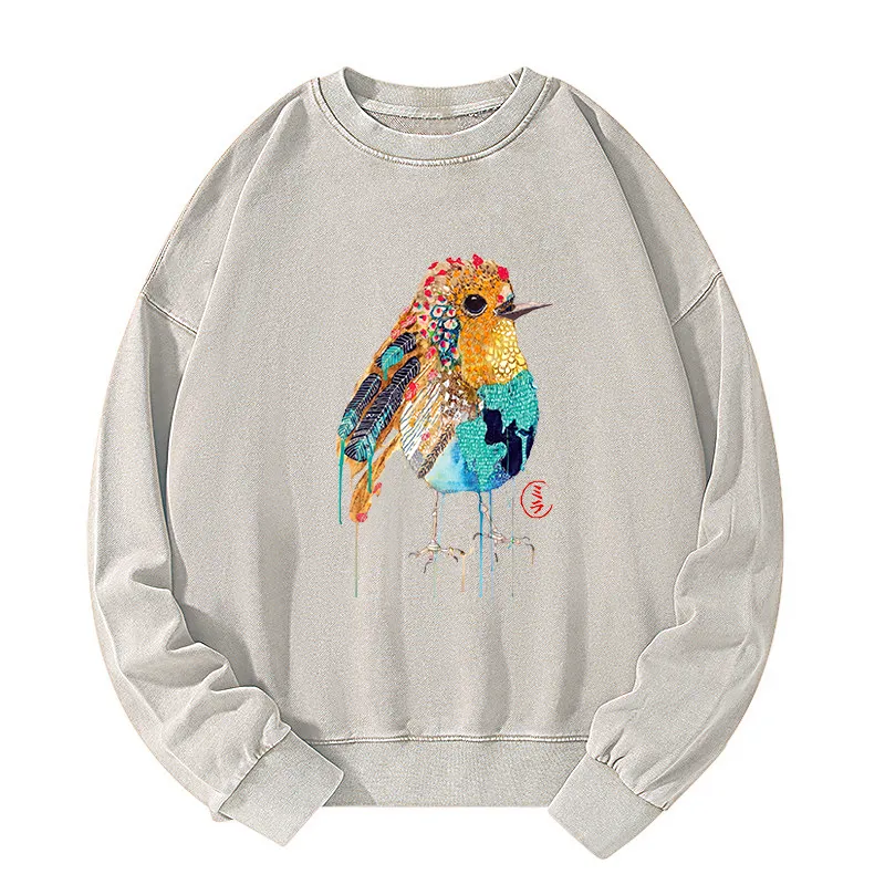 Tokyo-Tiger Sparkly Wild Bird Washed Sweatshirt Sale