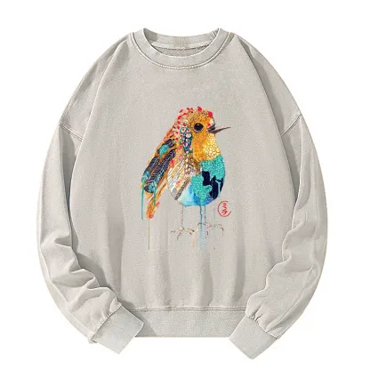 Tokyo-Tiger Sparkly Wild Bird Washed Sweatshirt